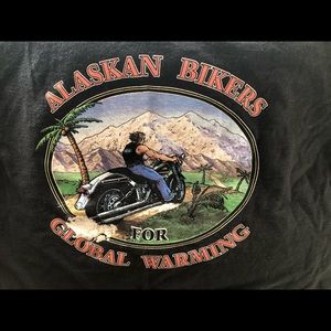 Black Alaskan bikers for global warming T shirt